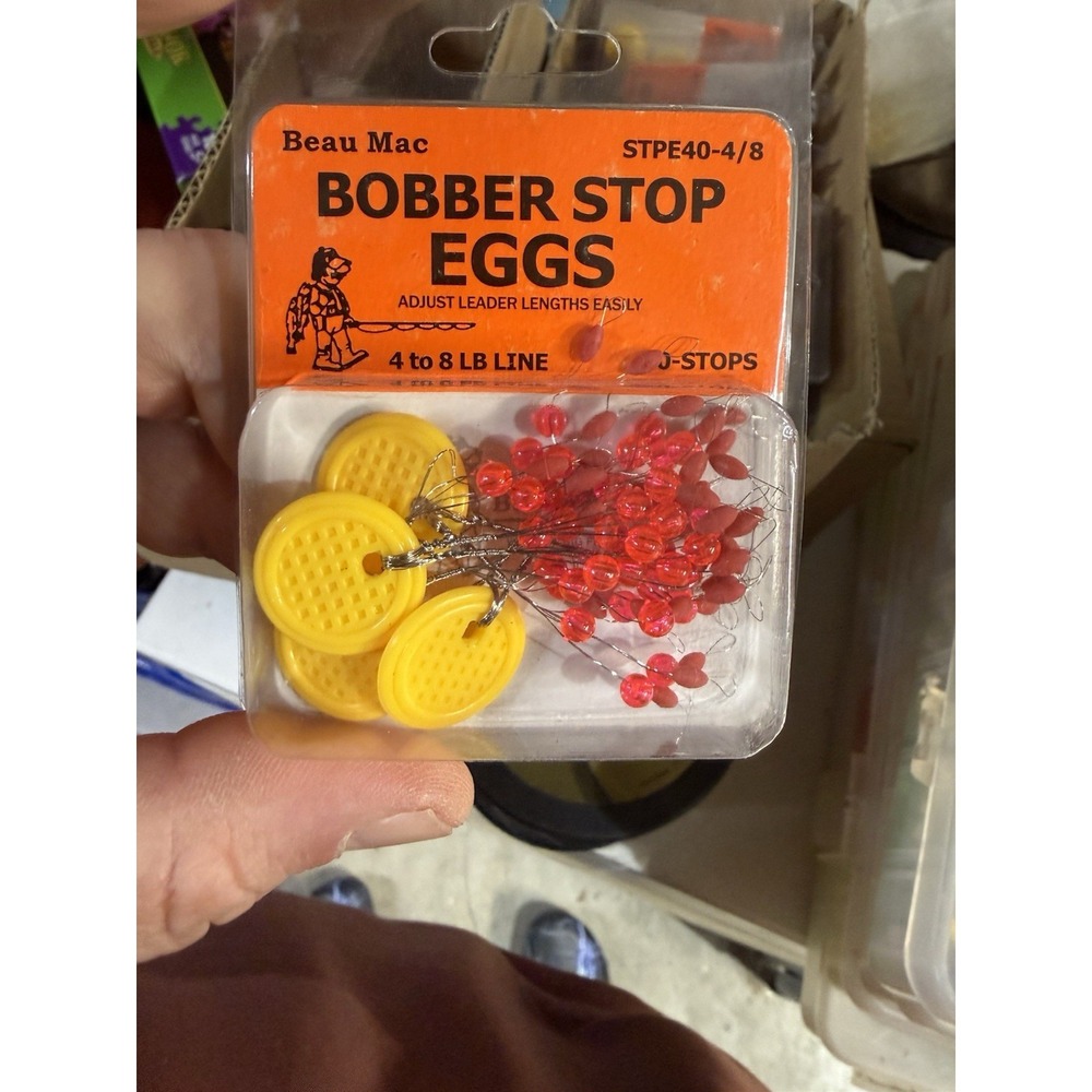 Beau Mac STPE40-4/8 Bobber Stop Eggs Rubber w/Beads 40Pk 4-8, Multi, 4to8 lb NEW